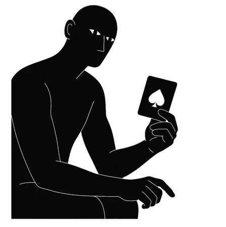 Poker Mentor brand illustration of a player holding a card